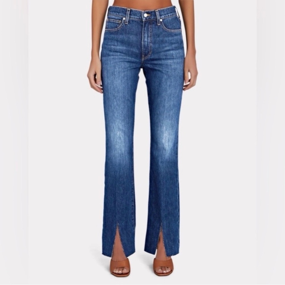 Veronica Beard Keane Long Straight Leg High Rise jeans.